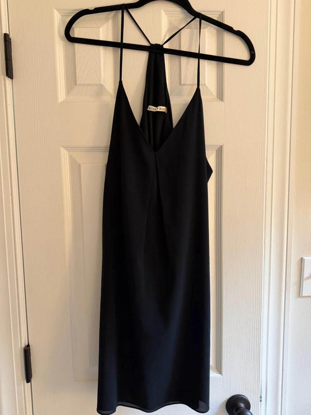 Alice and Olivia: Black Spaghetti-Strap Slip Dress - Picture 4 of 4